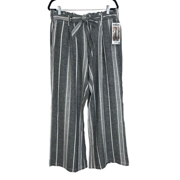 Rewash Brand Striped Linen Blend Paper Bag Wide Leg Pants Size L New - Picture 1 of 11